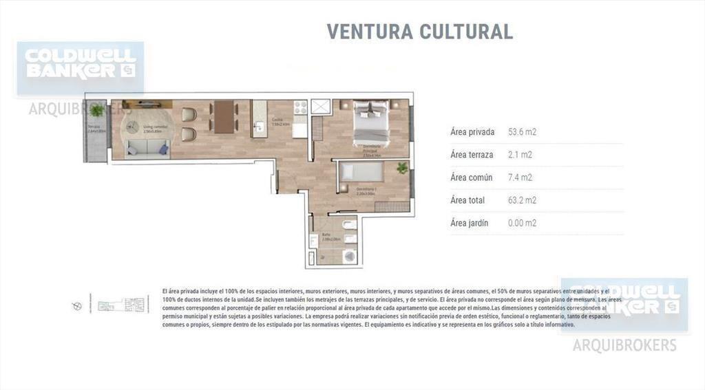 Apartamento de 2 dormitorios en alquiler en Cordón - 403