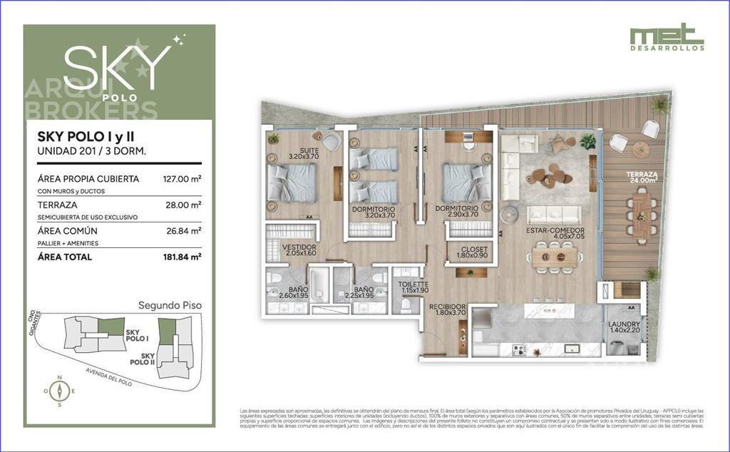 Apartamento de tres dormitorios en venta en Carrasco - 201