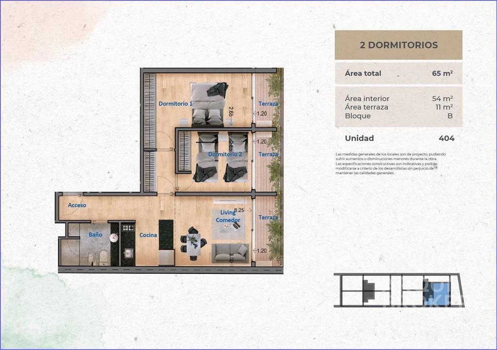 Apartamento de dos dormitorios en venta en Pocitos - 404B