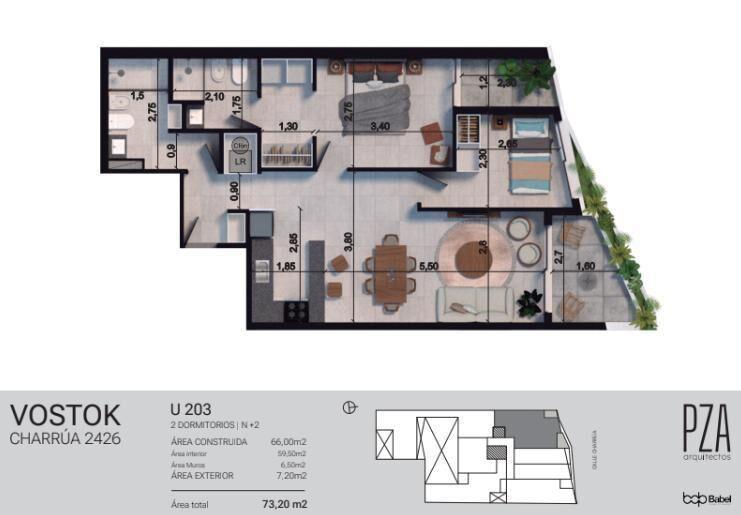 Venta Apartamento 2 Dormitorios en Pocitos