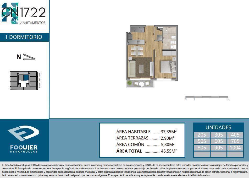 Apartamento de un dormitorio en venta en Cordón - 805