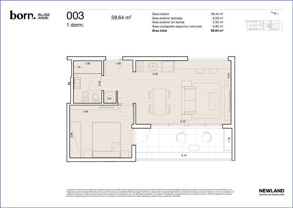 Apartamento de un dormitorio en venta en La Blanqueada - 00