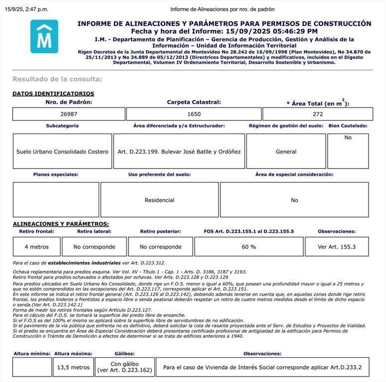 Venta de Terreno en Parque Batlle – INVERSORES!