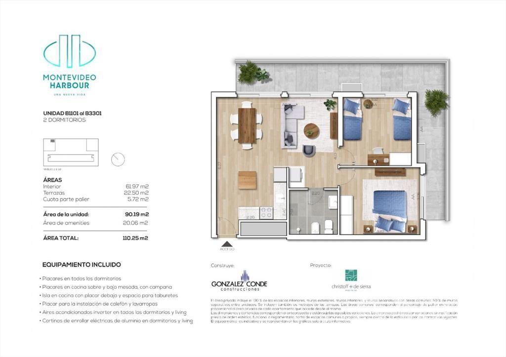 Venta de apartamento de 2 dormitorios en Puerto de Montevid