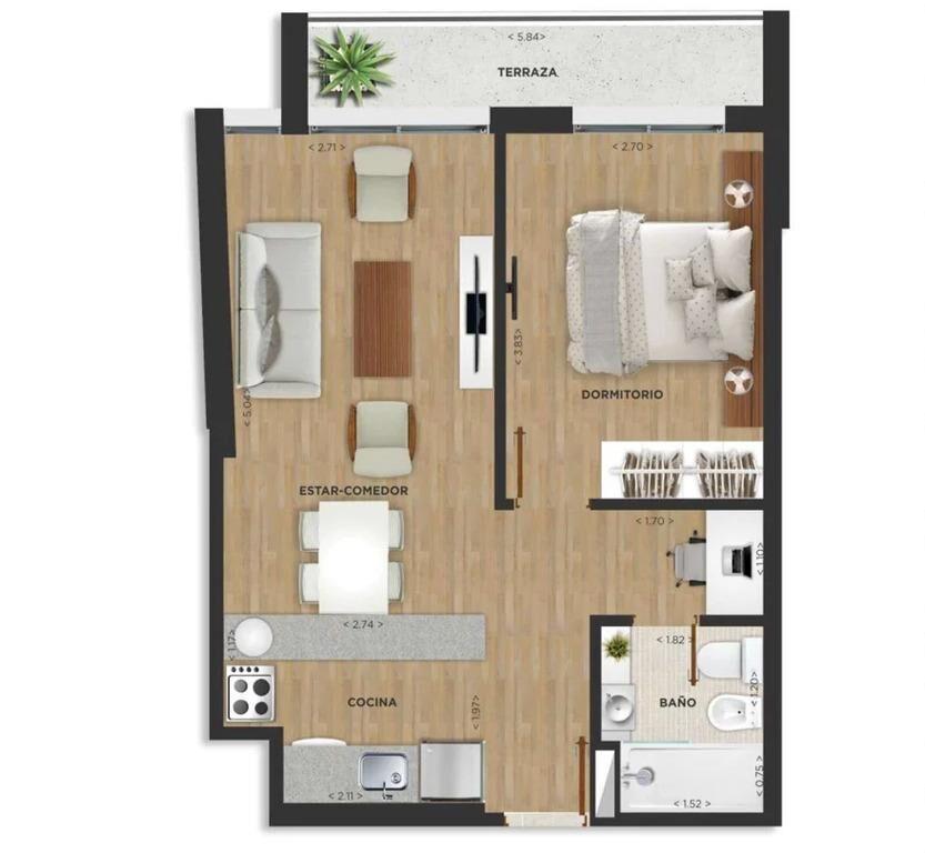 Alquiler Apartamento 1 Dormitorio a Estrenar en Cordón