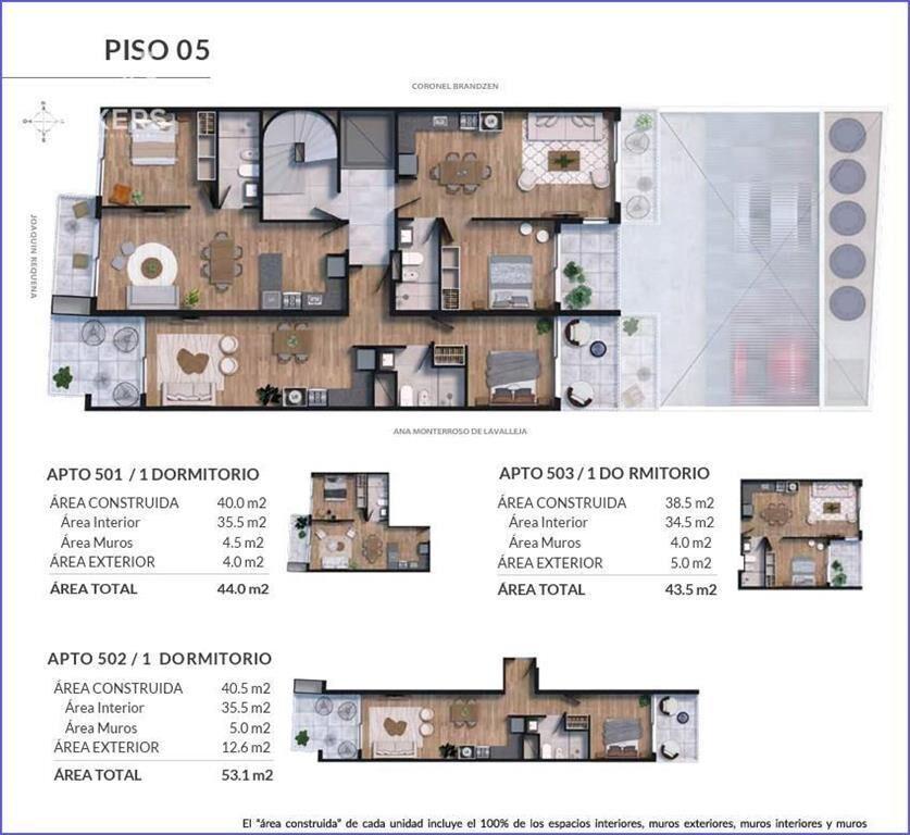 Apartamento de un dormitorio en venta en Cordón Sur - 501