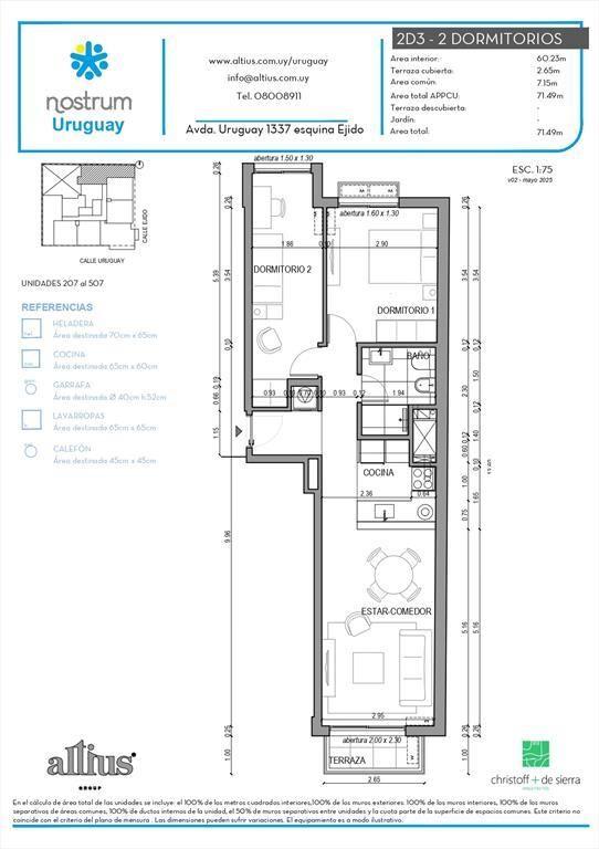 VENTA APTO 2 DORMITORIO CENTRO TERRAZA
