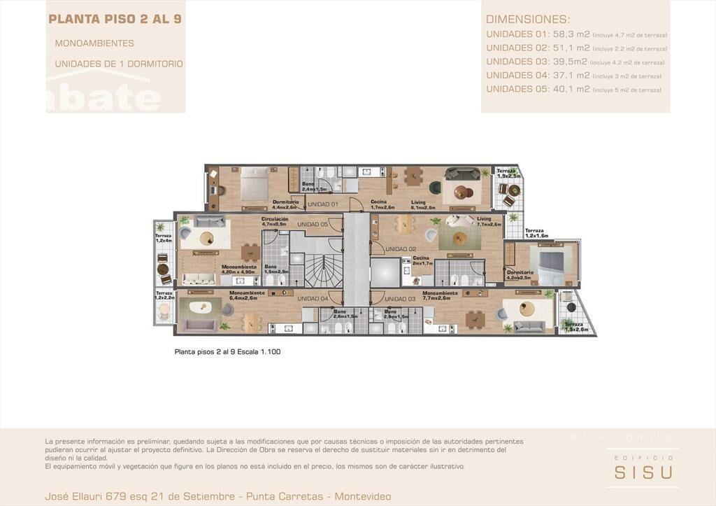 Venta apartamento de 1 dormitorio en Punta Carretas