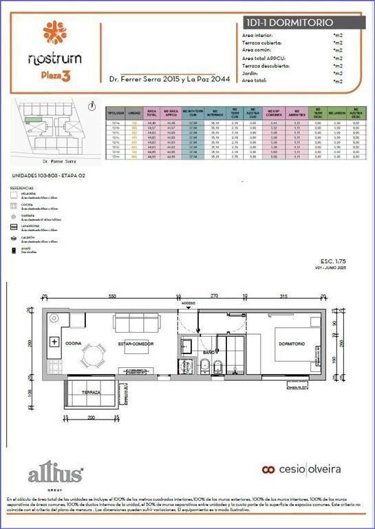Apartamento de un dormitorio en venta en Tres Cruces - 303