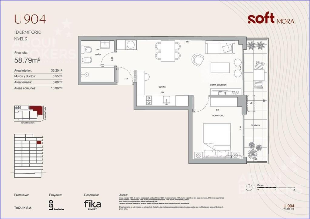 Apartamento de un dormitorio en venta en Cordón Sur - 904