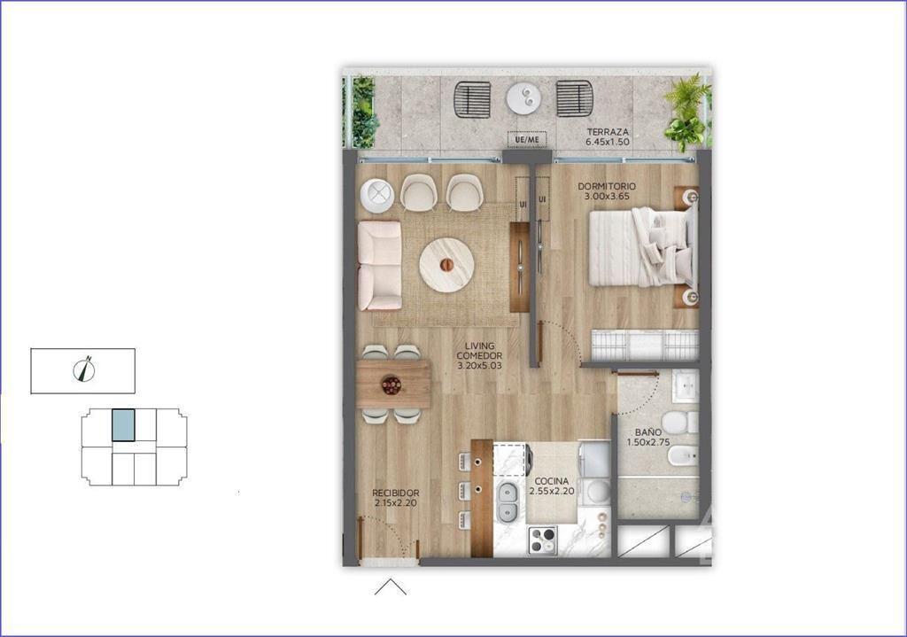 Apartamento  de un dormitorio en venta en Pocitos - 1505