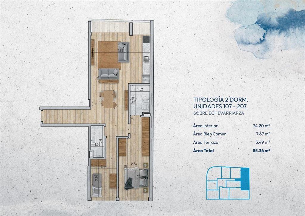 Venta Apartamento 2 Dormitorios en Pocitos Nuevo