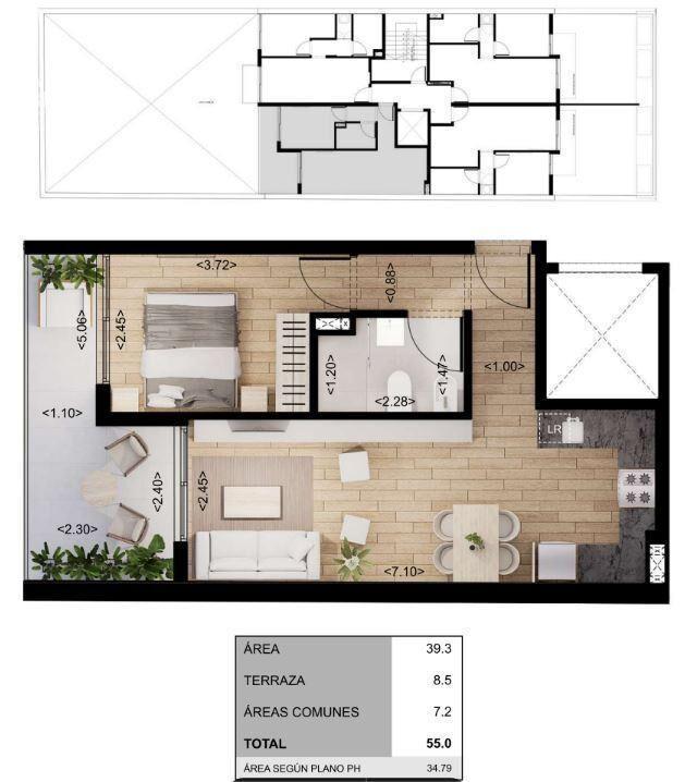 Apartamento de un dormitorio en venta en Cordón Sur - 104