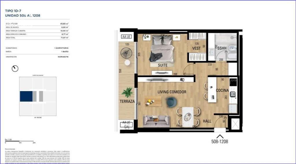 Apartamento de un dormitorio en venta con renta en Carrasco