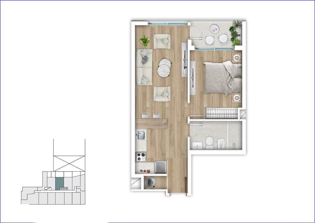 Apartamento de un dormitorio en venta en Centro - 703