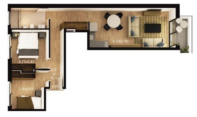 Venta apartamento 2 dormitorios y terraza. Pocitos. Vivien
