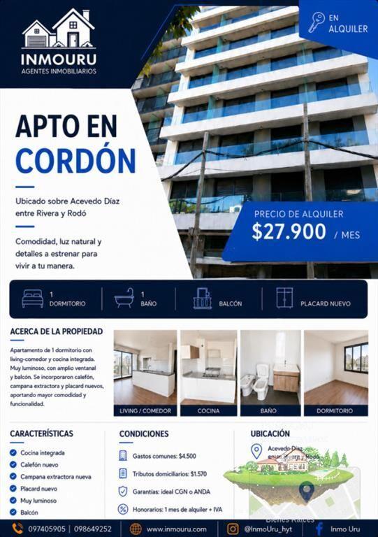 Se alquila hermoso apto en zona cordón