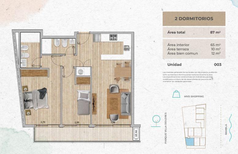 Venta Apartamento 2 Dormitorio en Pocitos Nuevo, con garaje