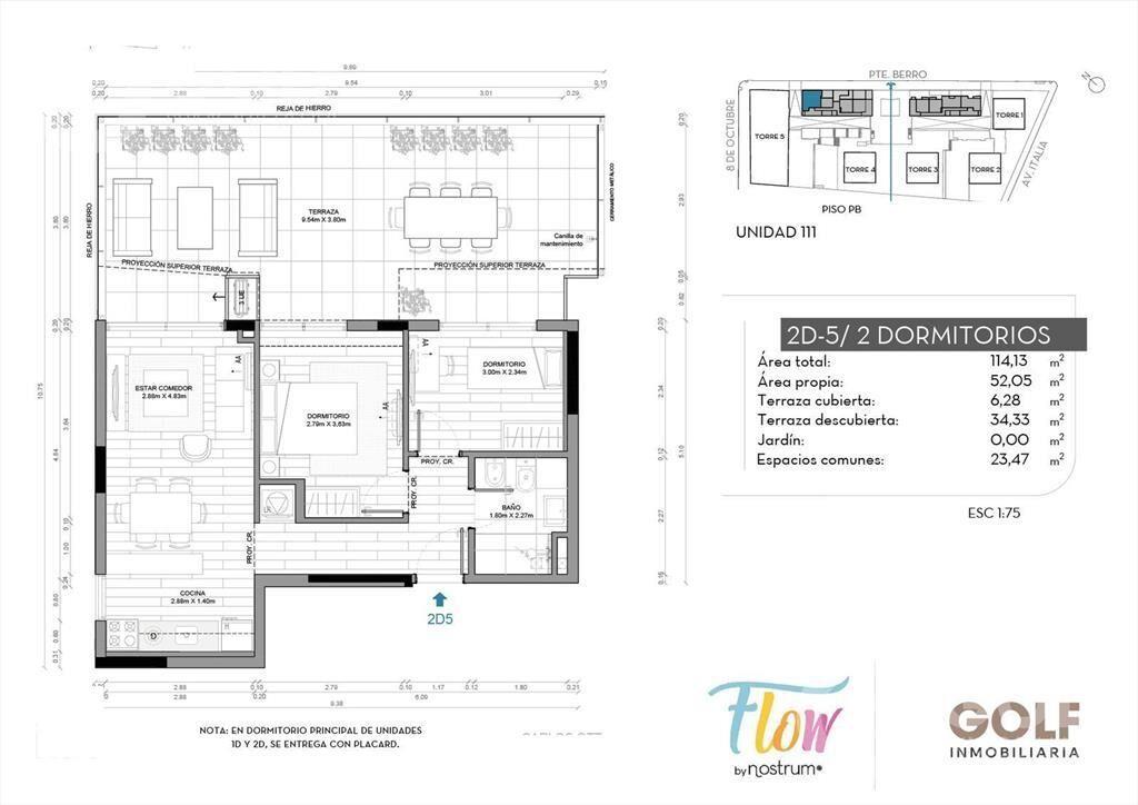 Venta apartamento de 2 dormitorios con amplia terraza en Tr