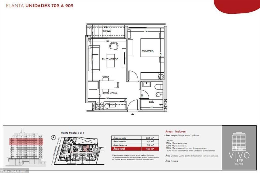 Venta apartamento 1 dormitorio Vivo Life Centro