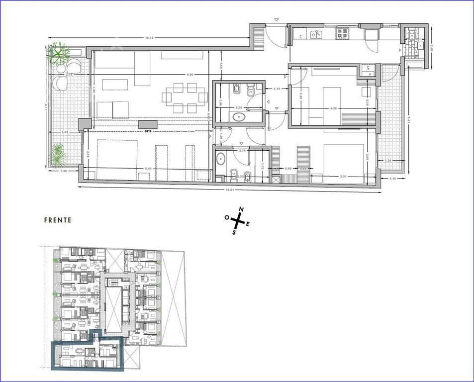 Apartamento de tres dormitorios en venta en Pocitos - 405