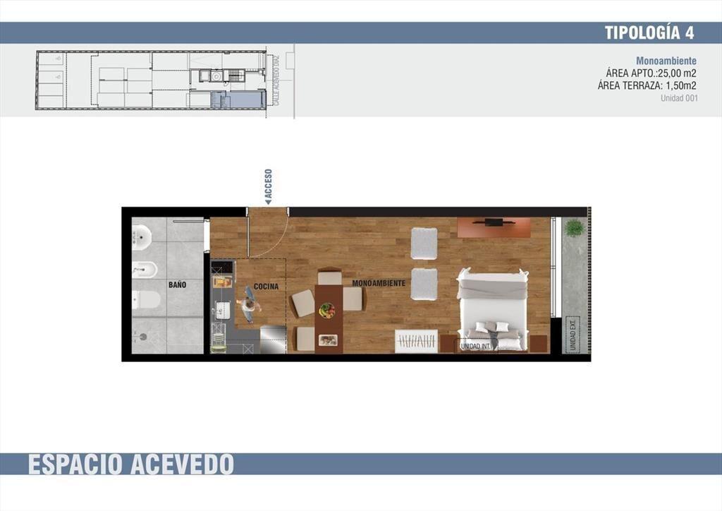 Venta tres cruces apartamento undormitorio frente