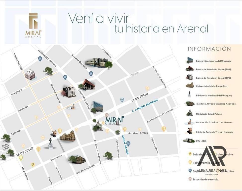 Apartamento de 1 dormitorio en Cordón sur