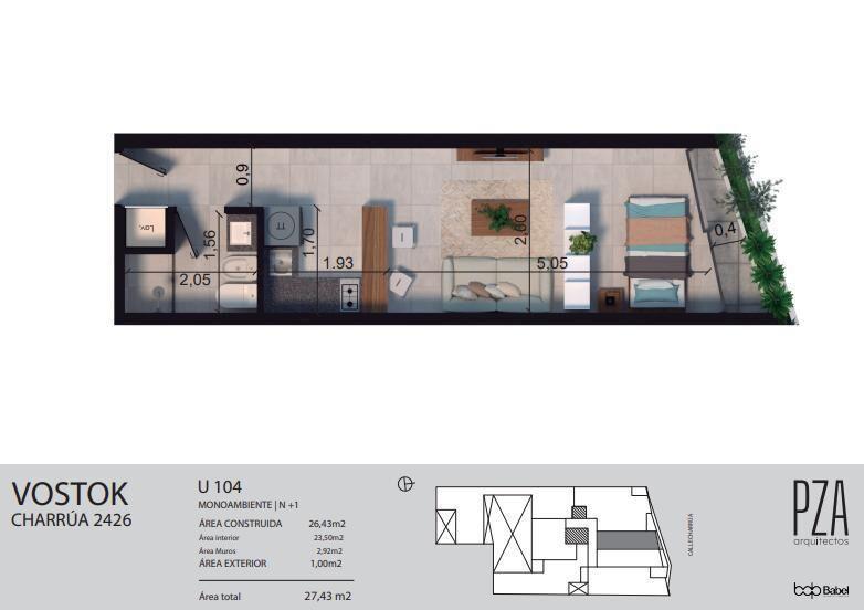 Apartamento Monoambiente en Pocitos