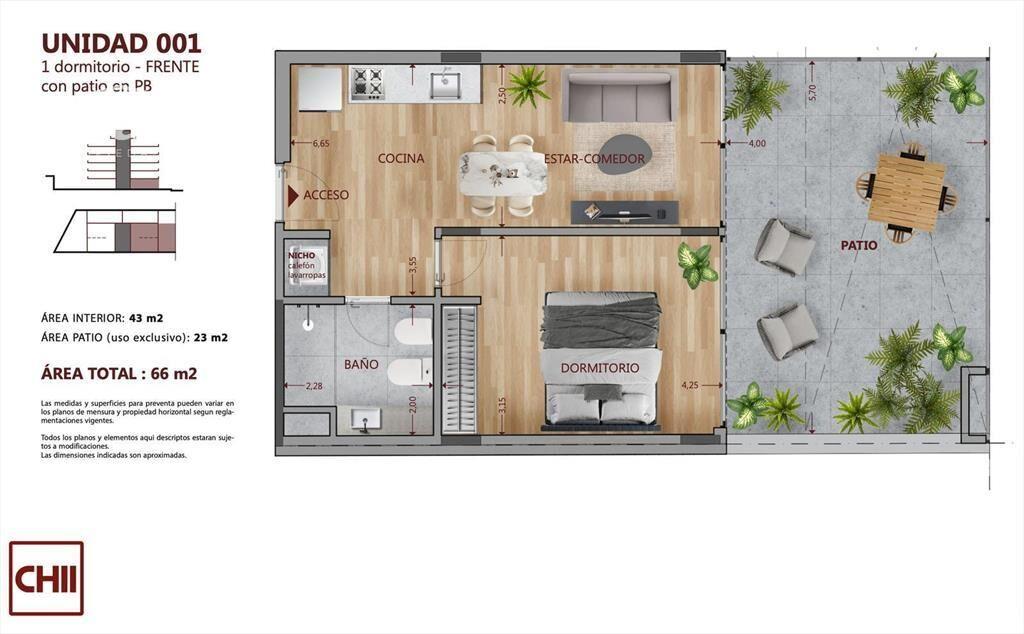 Venta apartamento un dormitorio en Pocitos