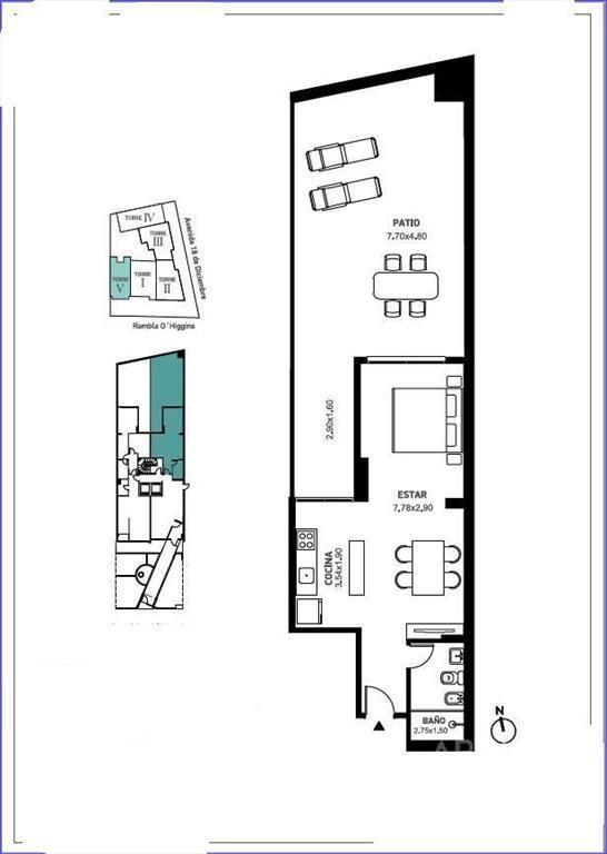 Apartamento monoambiente en venta en Malvín