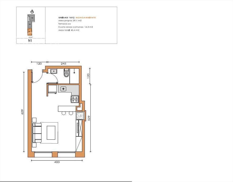Apartamento monoambiente en alquiler en Centro - 101