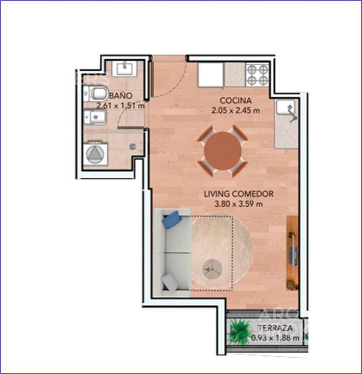 Venta apartamento monoambiente en La Blanqueada 105B