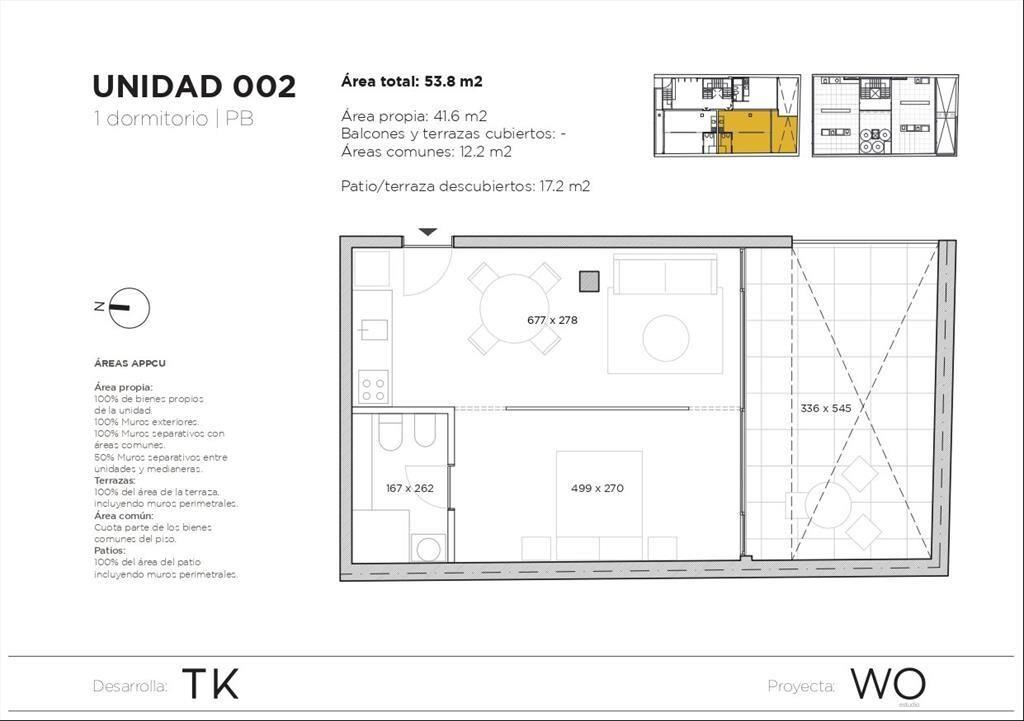 VENTA APARTAMENTO MODERNO 1 DORMITORIO CON PATIO PALERMO