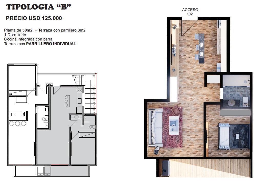 Apartamento a estrenar a la venta en La Blanqueada