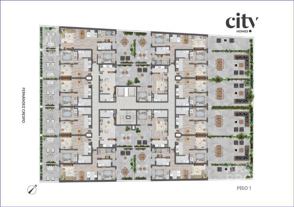 Apartamento de un dormitorio con patio en venta en Cordón -