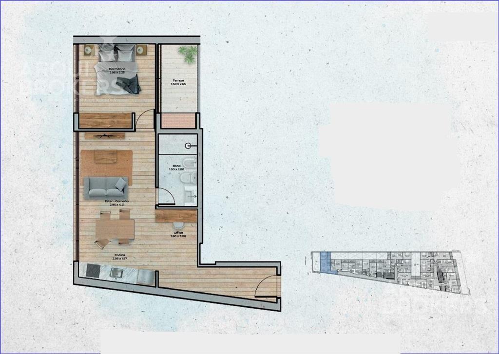 Apartamento de un dormitorio en venta en Pocitos - 412