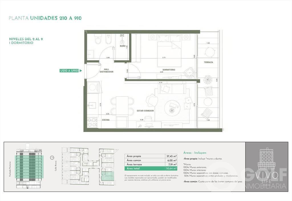 VENTA DE APARTAMENTO DE 1 DORMITORIO EN CORDON