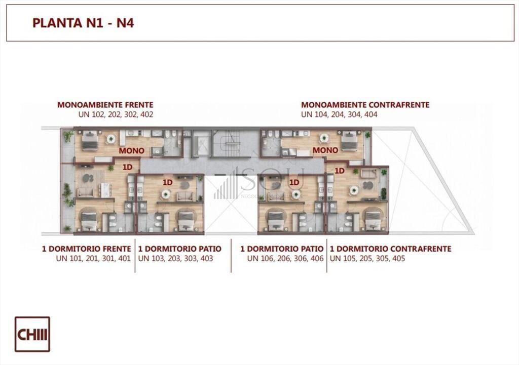 Venta Apartamento 1 dormitorio con terraza en Pocitos