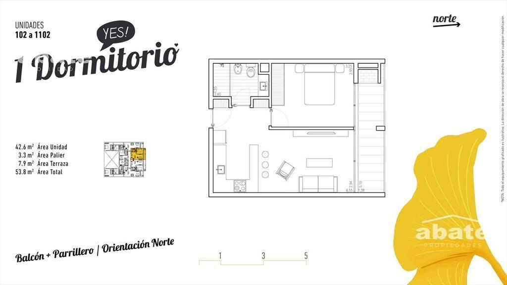 Venta apartamento 1 dormitorio Parque Rodó en Yes Sarmiento