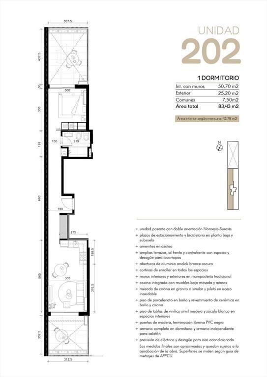 Venta Apartamento 1 Dormitorio en Cordon Sur