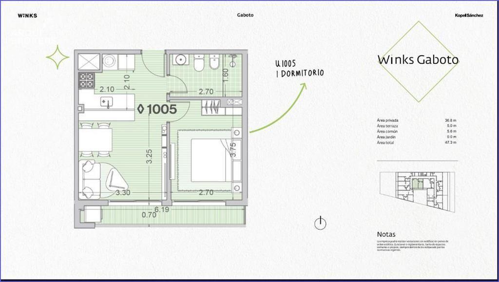 Venta apartamento un dormitorio en Palermo - 1005