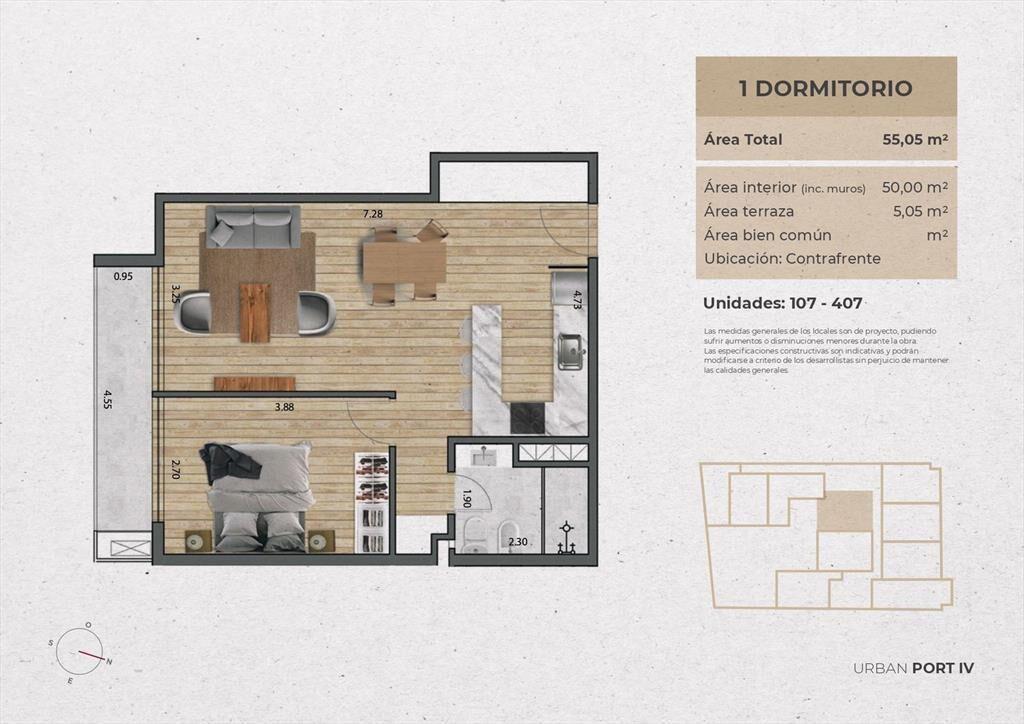 Venta Apartamento 1 Dormitorio en Pocitos