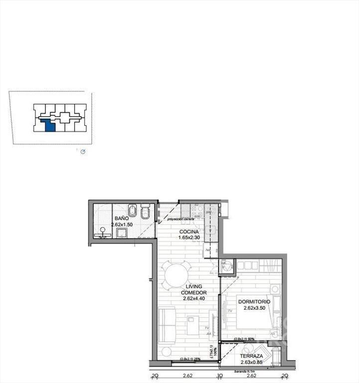 Apartamento de un dormitorio en venta en La Blanqueada - 1