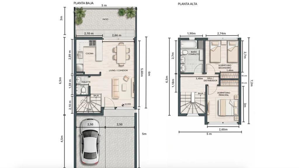 Venta de casa de 2 dormitorios con patio y garaje en Jardine