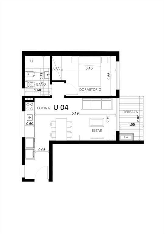 Apartamento 1 Dormitorio en Cordón