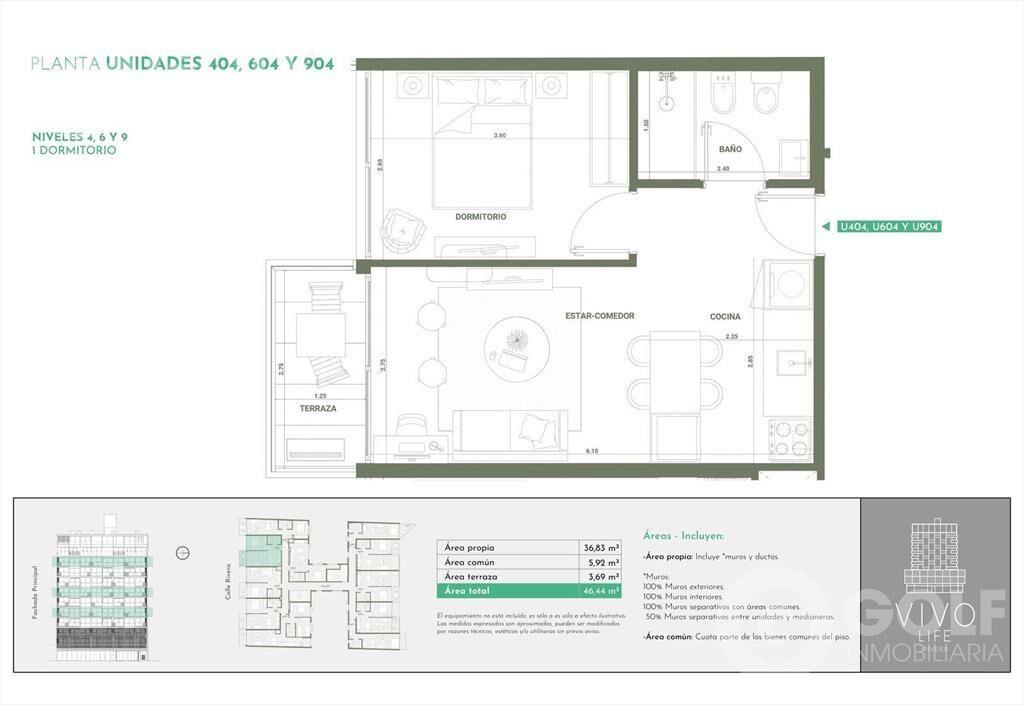 VENTA DE APARTAMENTO DE 1 DORMITORIO EN CORDON