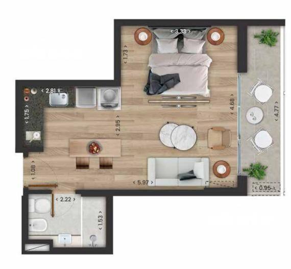 Venta apartamento Monoambiente en La Blanqueada