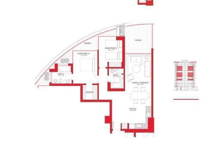 Apartamento de dos dormitorios en alquiler en Parque Roosev