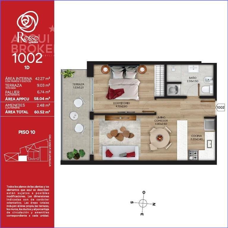 Apartamento de un dormitorio en venta en Cordón -1002