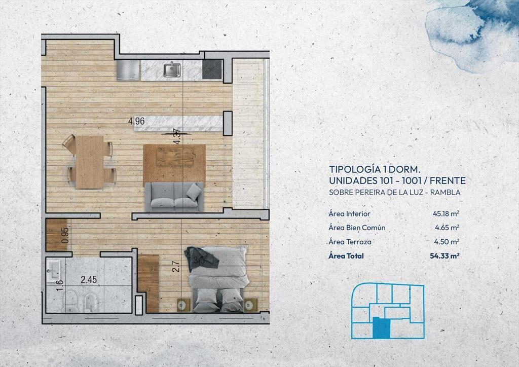 Venta Apartamento 1 Dormitorio en Pocitos Nuevo